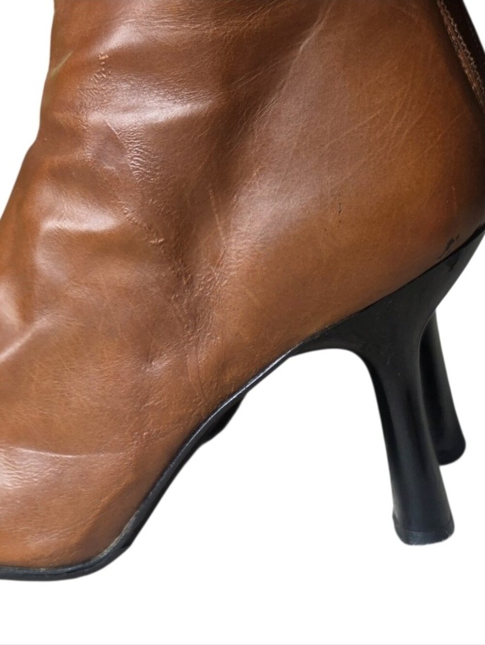 Vintage Y2K Mezlan Brown Leather Healed Square Toe Boots Made In Spain Size 7 - Picture 2 of 16